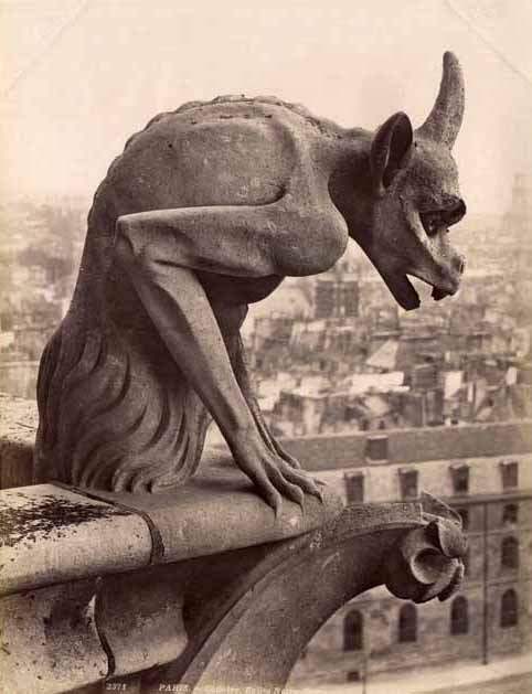 turnofthecentury:  Chimère de Notre-Dame de Paris, c. 1880 by Neurdein via Verdeau 