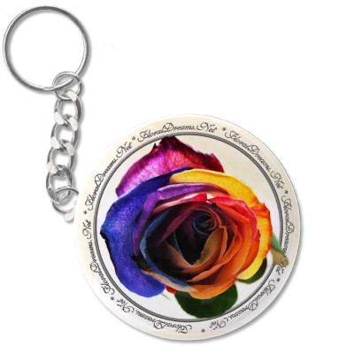 浣溪沙— Rainbow Rose Keychain from Zazzle.com