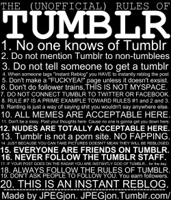 petapeta:  The first rule of talking to me about TUMBLR is do not talk about TUMBLR.