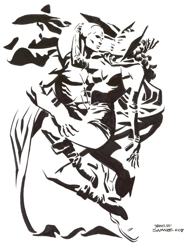 awyeahcomics:  Vision and Scarlet Witch by Chris Samnee 