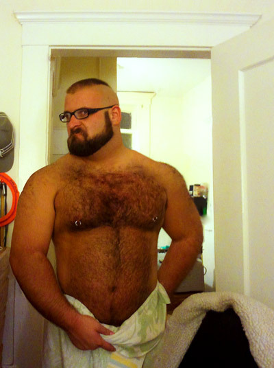 noodlesandbeef:  Eric getting out of the shower. Yes, he wears glasses. If 50 people