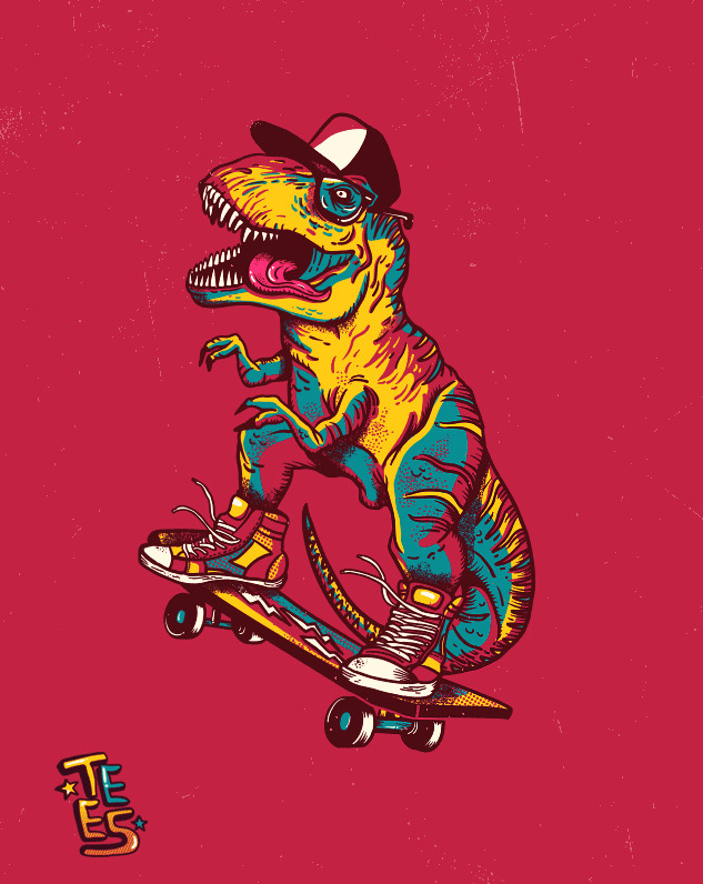 Tyrannosaurus RAD is rad and he is also tearing up the streets in his fly ass gear. Get over to Threadless and vote this hip prehistoric design up!
Tyrannosaurus RAD by Joao Lauro Fonte / laurofonte (Flickr)