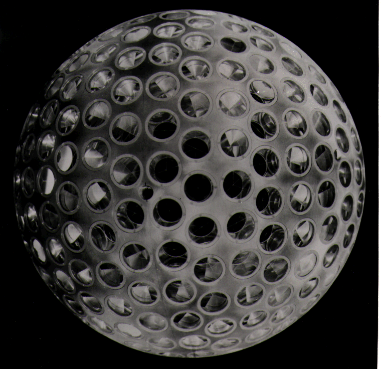 Lageos-1, 1976 The 426 laser reflectors on its surface provide an orbiting laser