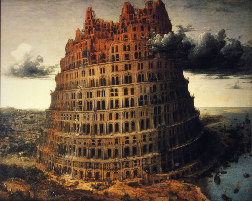 The Little Tower of Babel c. 1563 (now in Rotterdam)  Pieter Bruegel the Elder (via yama-b