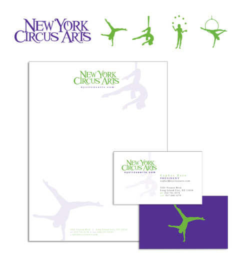 New York Circus Arts Brand & Identity Development
New York Circus Arts Logo re-design and the creation of a series of Marks and Color branding. Logo usage on business card and Letterhead.