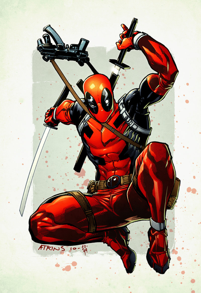 There is no stopping the crazy Merc with a Mouth know as Deadpool. Bad ass illustration of the humorous character by Robert Atkins & Simon Gough.
Deadpool: Lines by Robert Atkins | Colors by Simon Gough