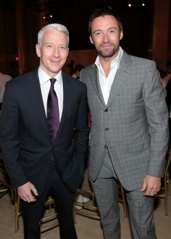 yellowasian:  Anderson Cooper + Hugh Jackman | NYC, 11.1  threesome!   Out of these two, I&rsquo;m guessing Hugh is a screaming bottom, and Coop there is a BDSM lovin&rsquo; top. UNF. Now I&rsquo;m horny.
