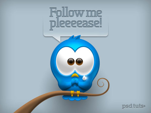 Create a Cute Twitter Bird Icon in Photoshop It should say: “Follow me pWeeeease!”. :)