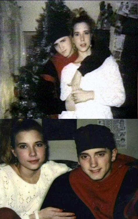 eminemexclusive:  Eminem and Kim 1995 Christmas    Sorry for all the eminem posts.