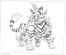 Here is another one of my Yu-Gi-Oh monster drawings: Topaz Tiger.
