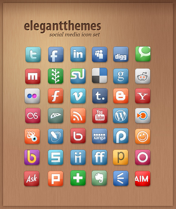 A Set of Beautiful &amp; Shiny Free Social Media Icons