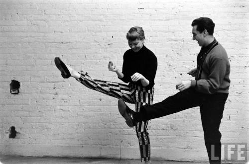 Carol Haney and Neil Sedaka practice at the Brooklyn Paramount. 1958