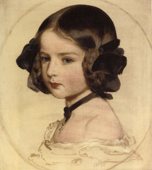 happygolovely:  Princess Clothilde von Saxen Coburg by Franz Xaver Winterhalter (1805-1873), 1855. Her hair is adorable! 