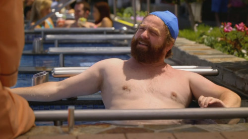 Zach Galifianakis in a pool from Bored To Death, Season 2 Episode 7.