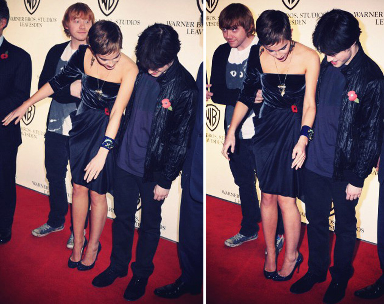 -hogwarts:   Emma and Dan look like they are trying to compare shoe sizes.  Rupert: