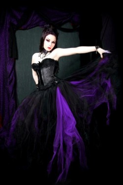 pigtailsandcombatboots:  Black and Dark Purple Gothic Formal Wedding Skirt  on etsy 