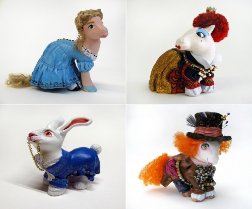 thedailywhat:  Kickass Custom Toy(s) of the Day: Mari Kasurinen adds “My Little Alice” to her growing collection of Alice in Wonderland-themed My Little Pony mods, which, in themselves, are part of Kasurinen’s ongoing “My Little Pop Icons” sculpture