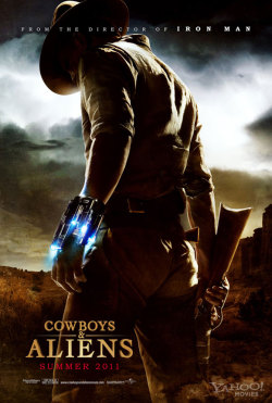 littleboneslou:  thedailywhat:  Movie Poster of the Day: First official teaser poster for Jon Favreau’s live-action adaptation of Scott Mitchell Rosenberg’s graphic novel Cowboys &amp; Aliens. The film, which stars Daniel Craig, Harrison Ford, Sam