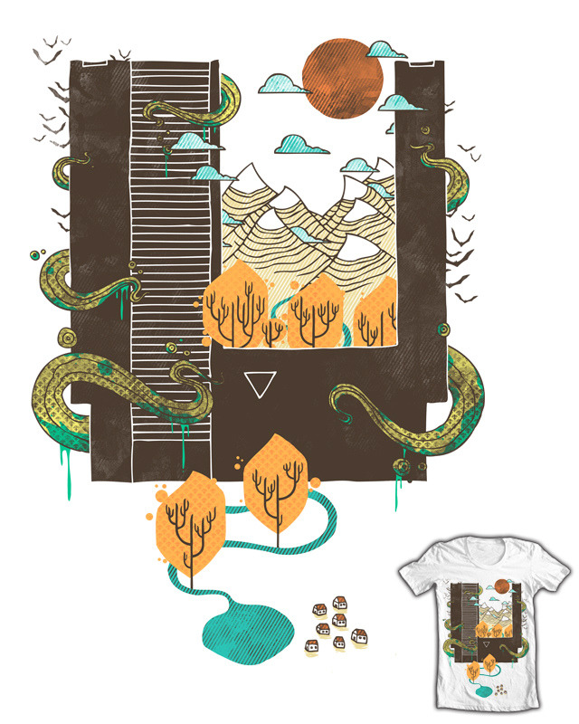 Lovely NES cartridge artwork for a shirt design by Hector Mansilla (click for a larger image). It’s not available yet, but this and another illustration will eventually appear on tees you’ll be able to buy online.
Here’s Hector’s other shirt...