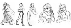 hellyeahtangled:  Rapunzel Sketches by Glen Keane  My favorite is the second from the Right.