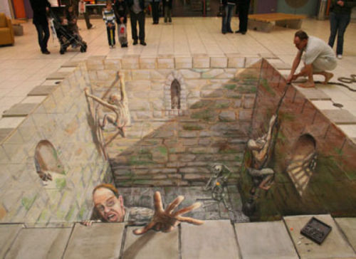 Sex 3D sidewalk art! it's amazing.  pictures