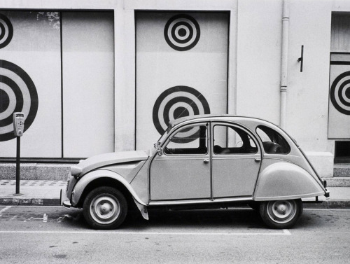 Citroen and Circles, Orange, France photo by Frederick B. Scheel, 1980