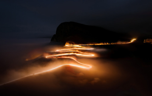 triguy3:  jingc:   This is Serra da Leba, a landmark in Angola. A road built in the 70’s, it’s been in the country’s postcard images for decades, but all shots were taken by day. I wanted something different and tried a night shot. But it seemed