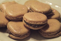 today i made pink (well, more like peach) sparkly nutella-filled macarons. They were as fiddly as anything to make, i understand now why they cost so much here. Howwwever, they do seem to have turned out kind of lovely (i have yet to taste them though),