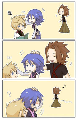 I like how Ven&rsquo;s face lights up when Terra shows up. X3 And I like Terra turning it around on Aqua. X3