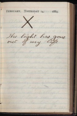 narglesandmistletoe:  mellifluous4thesoul:  itslifesaidshe:  Teddy Roosevelt’s diary the day his wife Alice died from Bright’s disease. He was 25, she 22.  :’(  this is heartbreaking.  