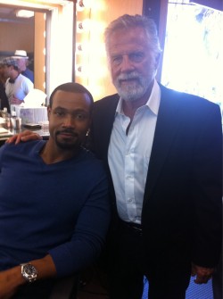 thedailywhat:  Epic Photo of the Day: Old Spice Guy Isaiah Mustafa meets The Most Interesting Man in the World, spacetime continuum manages to keep from unraveling. [@isaiahmustafa.]  I can&rsquo;t even.