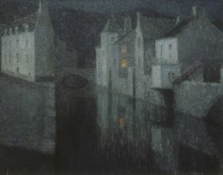 benjaminhilts:  yama-bato: Henri Le Sidaner (1862-1939) River In The Moonlight-Quimperle 