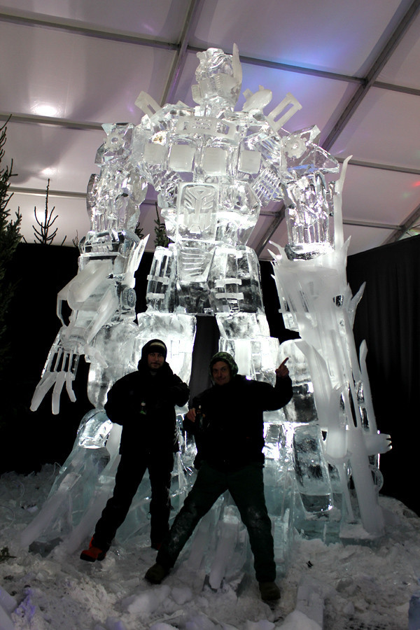 thedailywhat:  Ice Sculpture of the Day: Eight meters of icy Optimus Prime goodness