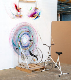 thedailywhat:  Art Project of the Day: Joseph L. Griffths’s mixed-media installation “Drawing Machine #1 (To Your Hearts Content).” Abstract art and aerobic exercise — together at last! [doobybrain.] 