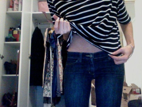 subtlesoftshock: i will forever reblog skinny girls in horizontal stripes.