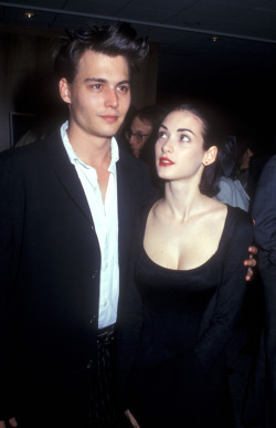suicideblonde:  Johnny Depp and Winona Ryder at the Mermaids premiere, Dec 10, 1990 