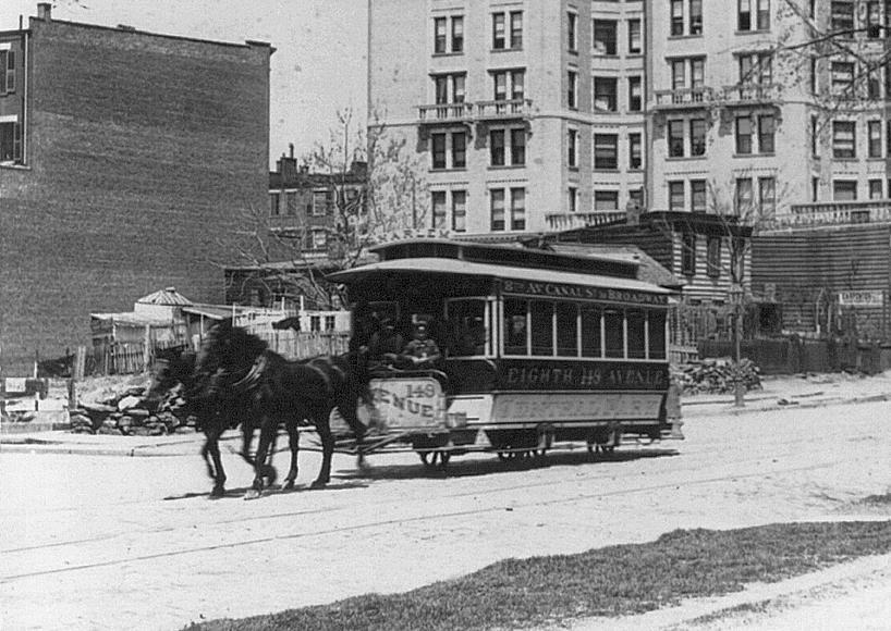 turnofthecentury:  Horse-drawn streetcar no. 148 of a New York City system,c.1895