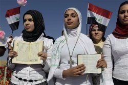 Muslimswearingthings:  In Baghdad, A Muslim Woman (In Black Hair Covering And Holding