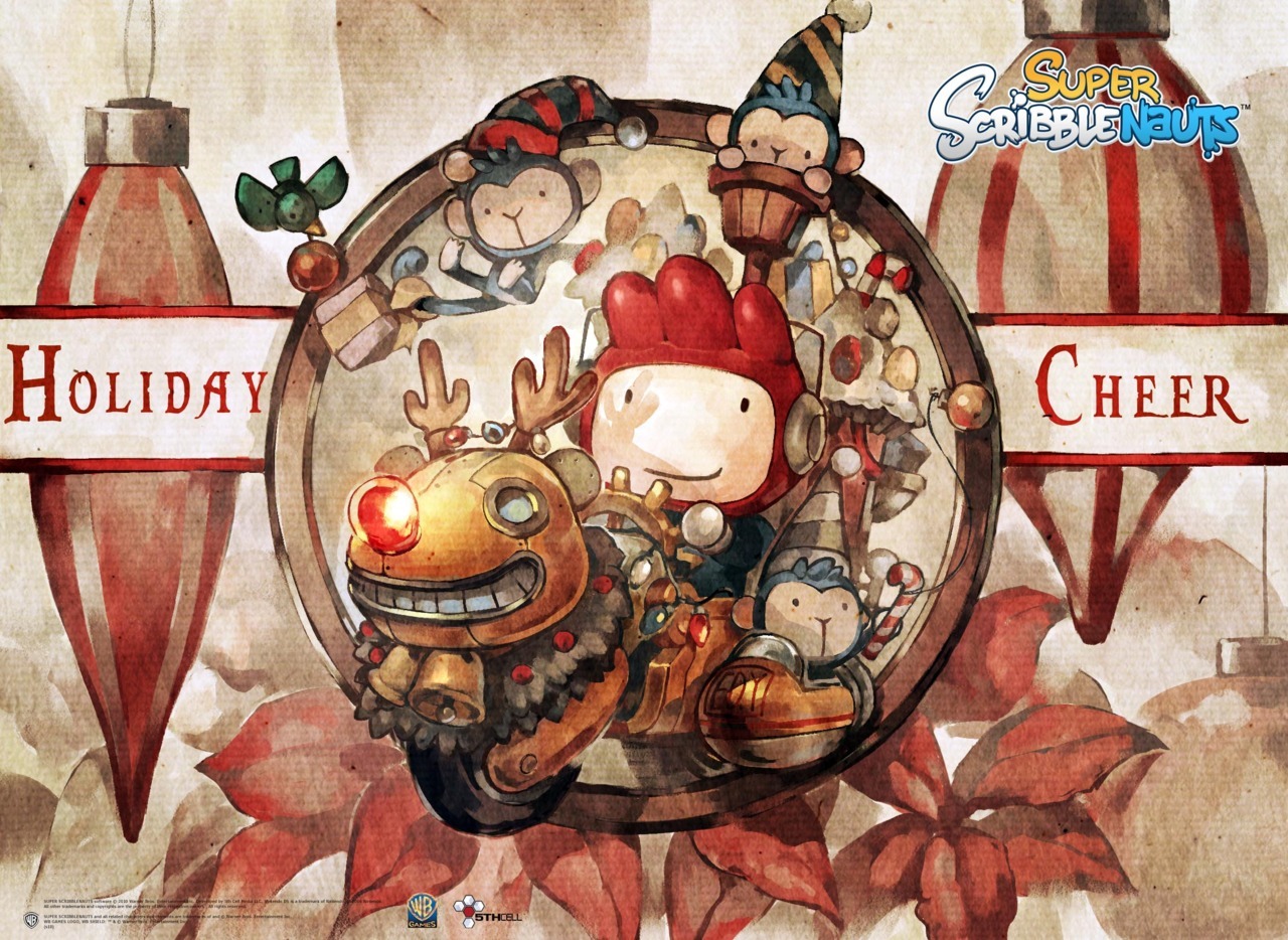 Holiday Cheer: Super Scribblenauts Christmas wallpaper (click for the huge desktop-size version)! I’ll pretty much feature anything that has a monkey hanging out in a sidecar.
Buy: Super Scribblenauts
See also: More Scribblenauts, Buy 1, Get 1 50%...