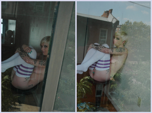 double voyeur, through the second story window. by jonmmmayhem. http://misskatehate.tumblr.com