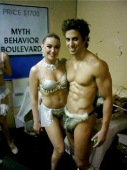 Nick Adams (&ldquo;Priscilla, Queen of the Desert&rdquo;) backstage at &ldquo;Broadway Bares&rdquo; AIDS benefit.