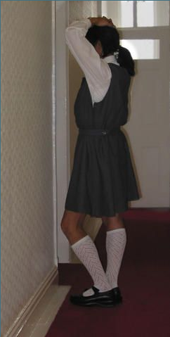 Good socks, proper shoes. Just how the young lady under discipline should be dressed at all times.