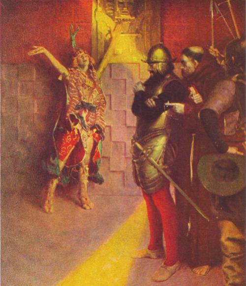Atahualpa, the last free Incan king and Francisco Pizzarro negotiate his ransom.