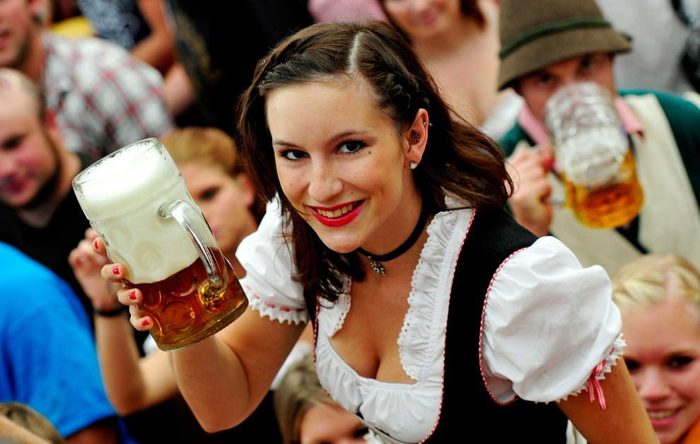 Girl with beer keg