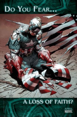 agentmlovestacos:  “Do you fear…a loss of faith?” Great, yet depressing, image of Captain America by Steve McNiven. More at Marvel.com. 