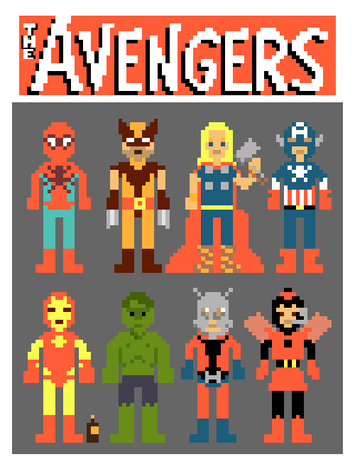 The Avengers have been given a marvelous 8-bit pixel art redesign by Ian Andersen. Follow him on Tumblr to keep up on his work.
Avengers in Pixels by Ian Andersen (Tumblr) (Flickr) (Twitter)
Via: weflewairplanes