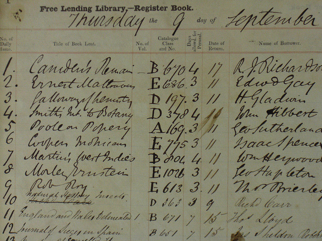 manuallabours:  The first ever Registers of Borrowers listing the first ever books