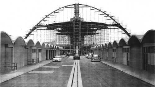 LAX Theme Building under construction photo courtesy of Richard Bradshaw, ~1960via: socalarchhistory