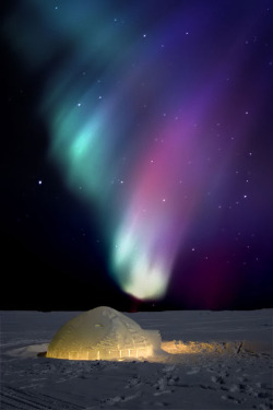 fuckyeaheyegasms:  igloo under northern light by  Virgile Lafreniere 
