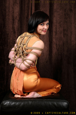 captiveculture:  model : Eskarina 170 images available for members second bondage for Miss Eskarina : it’s now time for strict ties … shibari rules ! You  probably remember that Miss Eskarina discovered rope bondage last year,  in the end of 2008 :